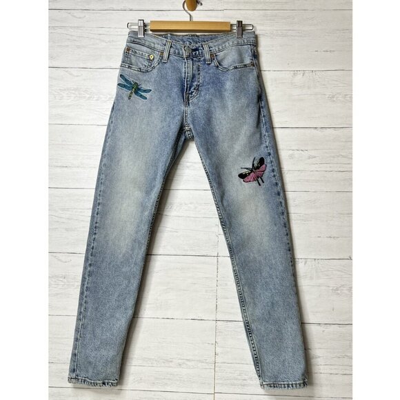 Levis Jeans Mens Size 29X30 Slim Taper Butterfly Dragonfly Embroidered - Picture 1 of 16